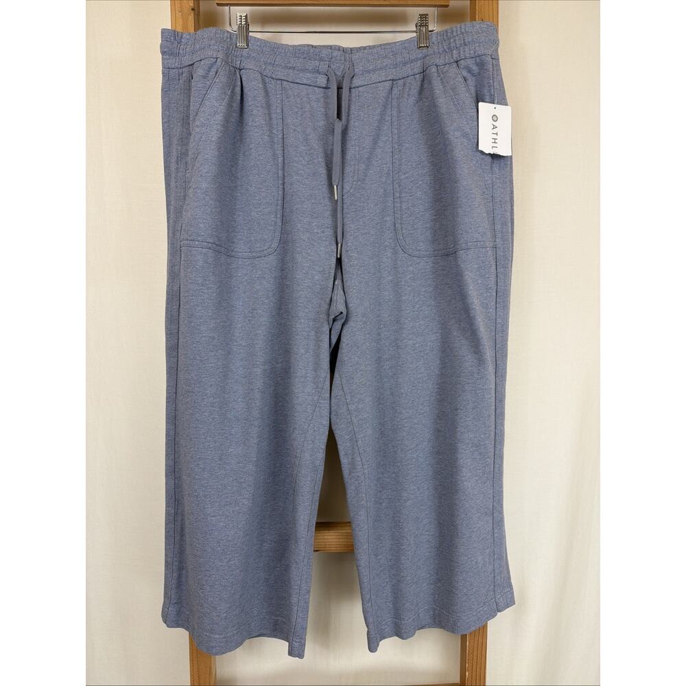 NWT Athleta Blue Farallon Wide Leg Cropped Activewear Pants #1436 Size 22